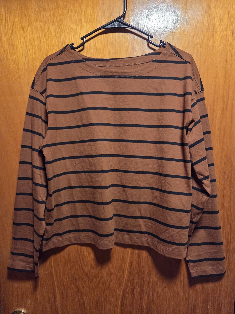 Old Navy Brown and Black Striped Long-Sleeve Tee